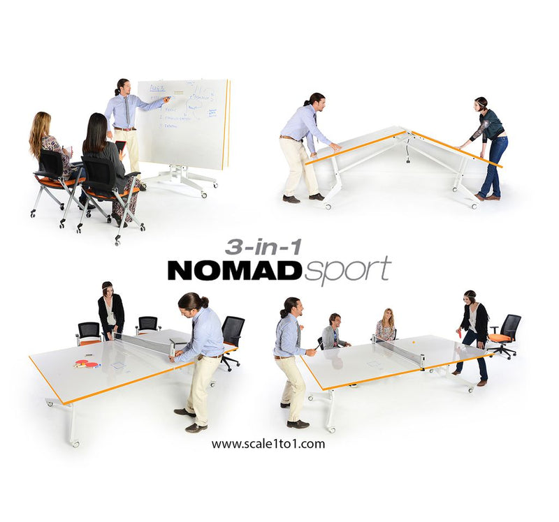 NOMAD SPORT - 3 in 1 Folding Ping Pong Conference Table and Whiteboard, 60" x 108" (Order-to-Ship Timeline 4–5 Weeks)