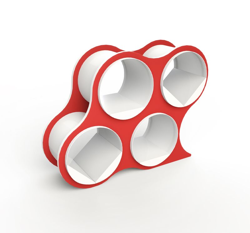 Bolla 4 Credenza & Book Shelving, 48" x 16" x 36", Red with White Edge | Mode Office