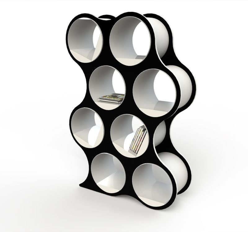 Bolla 8 Room Divider & Book Shelving, 48" x 16" x 68", Black with White Edge | Modern Office