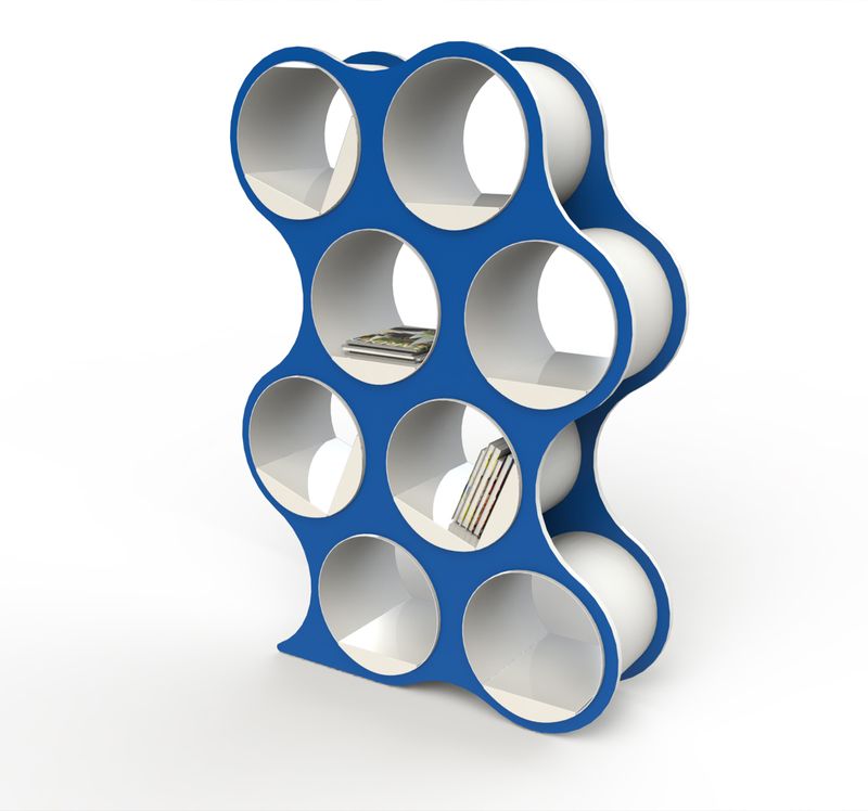 Bolla 8 Room Divider & Book Shelving, 48" x 16" x 68", Artic Blue with White Edge | Modern Office