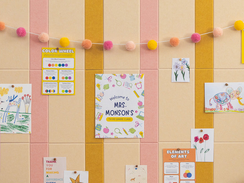 Peach Pinstripe Bulletin Board