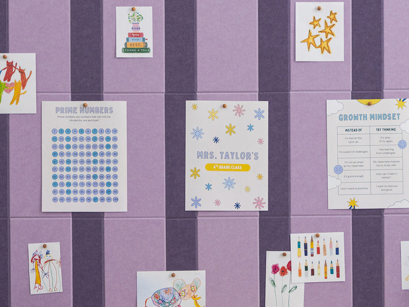 Purple Pinstripe Bulletin Board