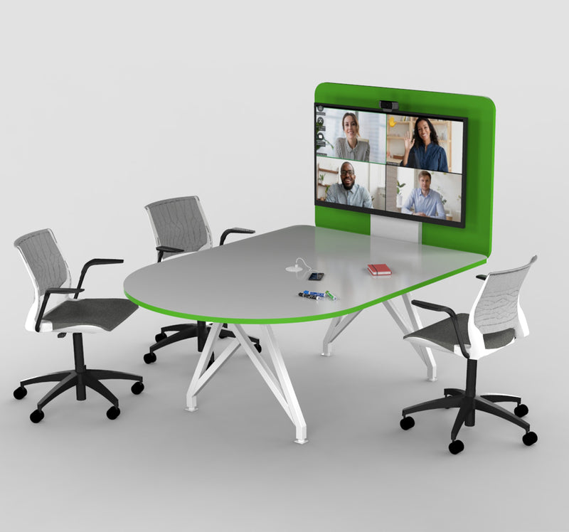 TeleMeet Connect Moon Shaped Conference Table with Media Panel