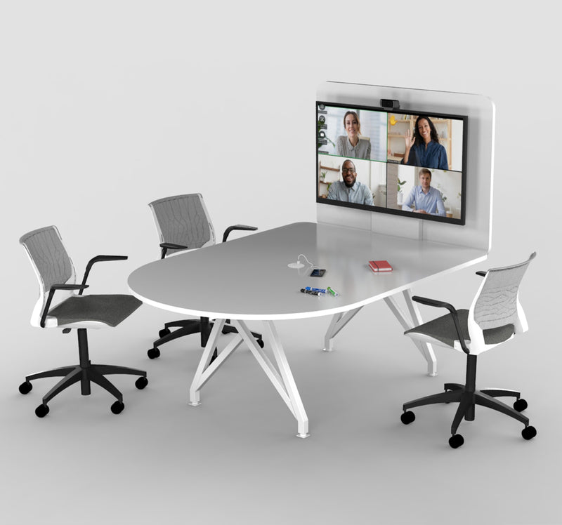 TeleMeet Connect Moon Shaped Conference Table with Media Panel